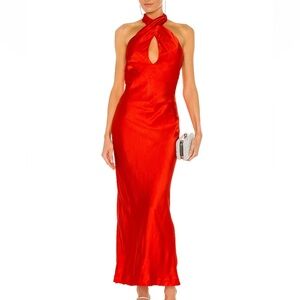 Bardot red long slip dress with low back